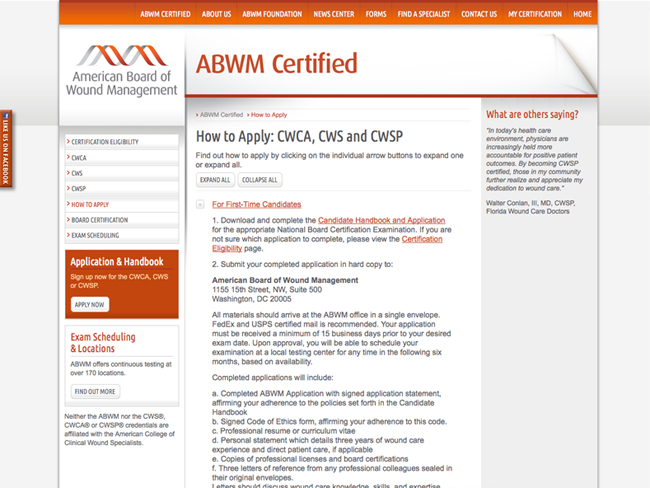 ABWM website screenshots
