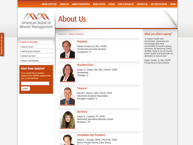 ABWM website screenshots