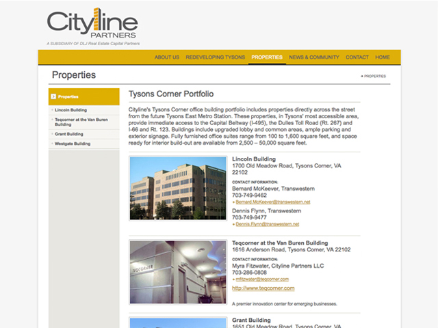 Cityline Partners website screenshots