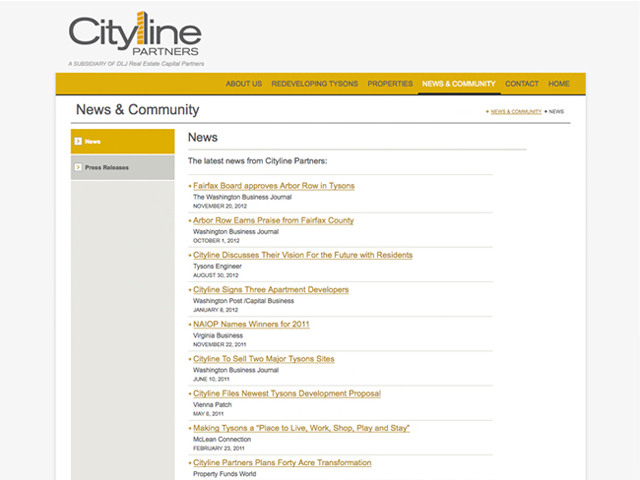 Cityline Partners website screenshots