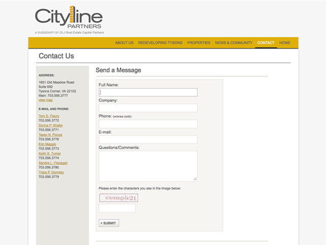 Cityline Partners website screenshots