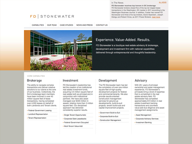 FD Stonewater website screenshots