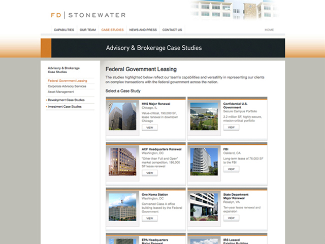 FD Stonewater website screenshots
