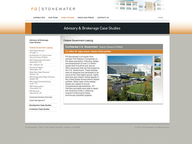 FD Stonewater website screenshots