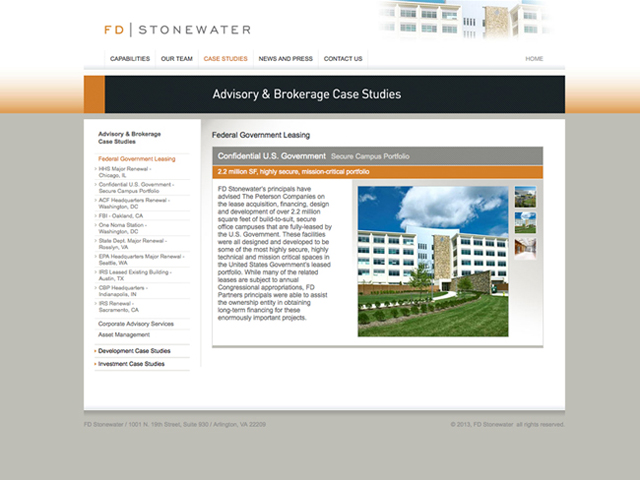 FD Stonewater website screenshots