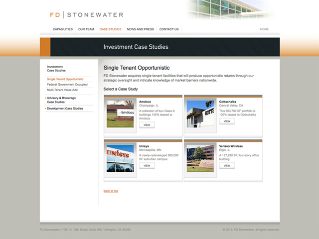 FD Stonewater website screenshots