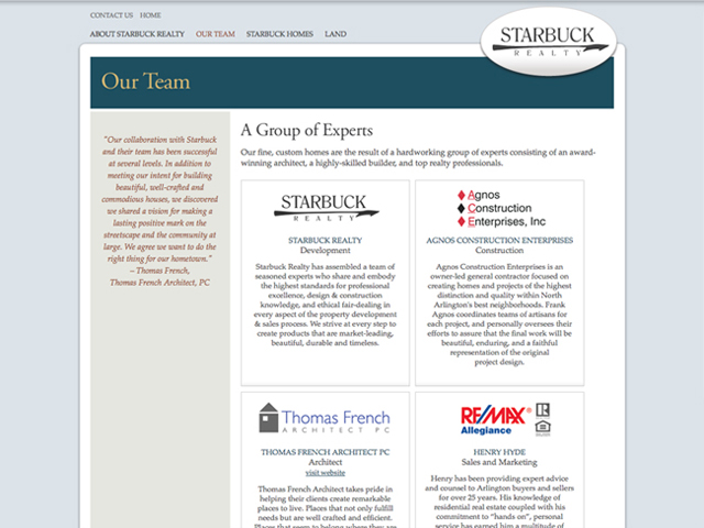 Starbuck Realty website screenshots