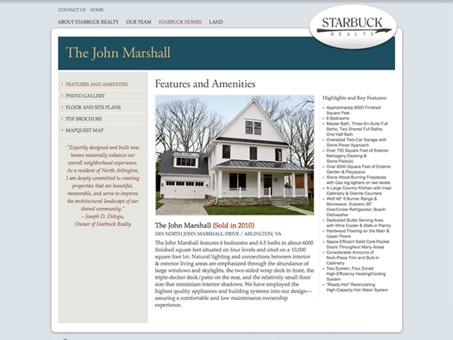 Starbuck Realty website screenshots