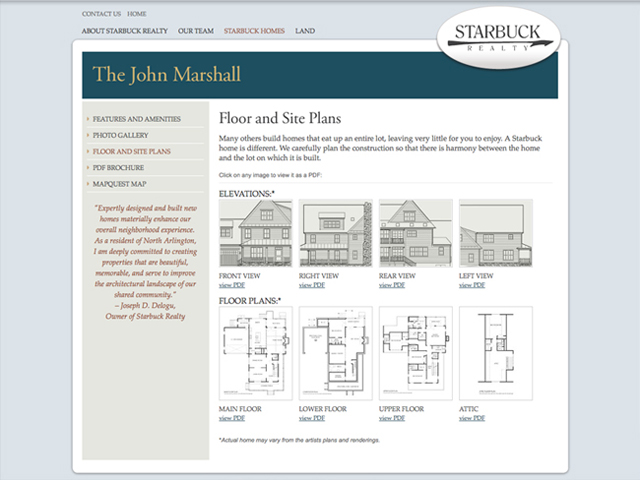 Starbuck Realty website screenshots