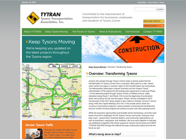 Tysons Transportation Association website screenshots