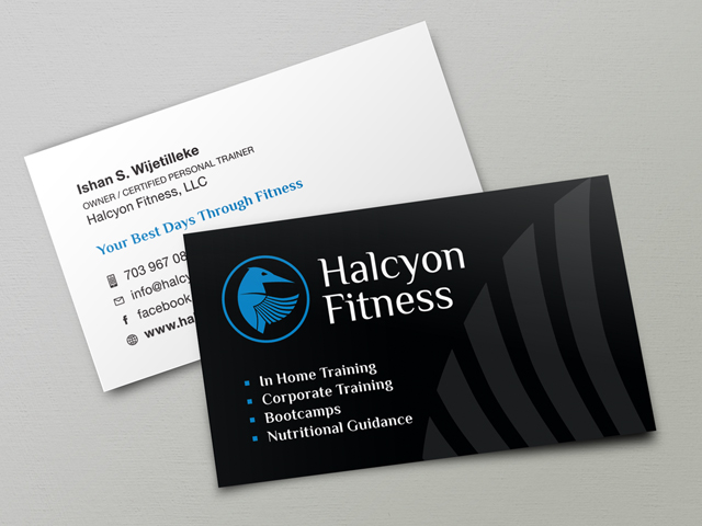 Halcyon Fitness business cards